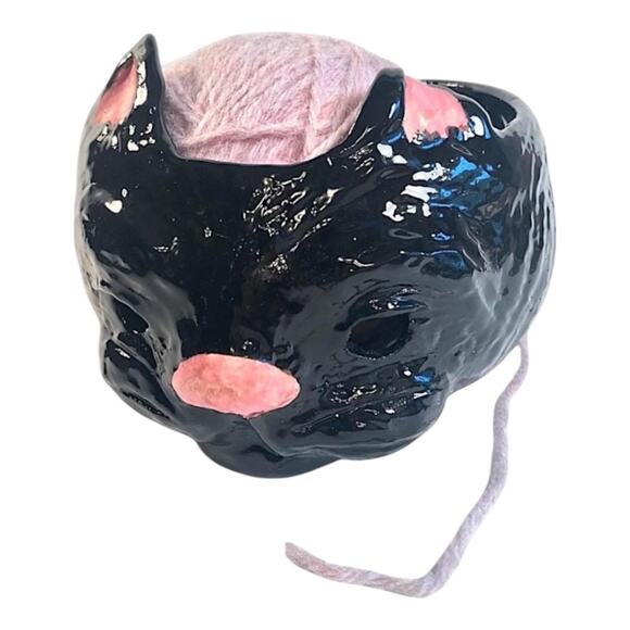 Black Cat Pottery Yarn Bowl/Tea Light or Candle Holder - Picture 12 of 16